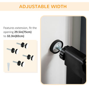 Metal barrier with self-closing and double-locking gate, black