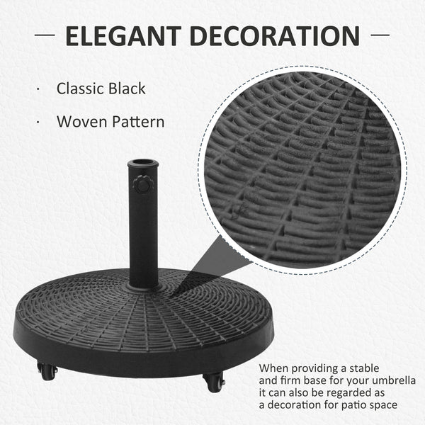 Round resin parasol base, black 