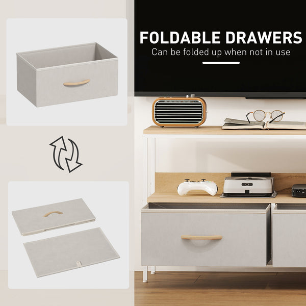 Cabinet with charging station and open shelf for 47-inch TV, oak