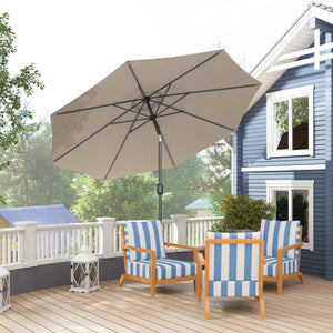 9.7-foot round parasol with crank and tilt, light gray