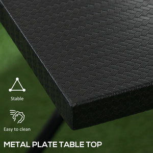 Square folding coffee table with metal top, black