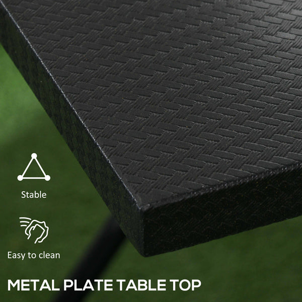 Square folding coffee table with metal top, black
