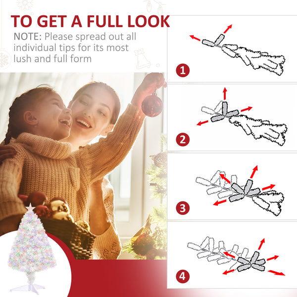 2.5ft Pre-Lit White Artificial Christmas Tree with Fiber Optics