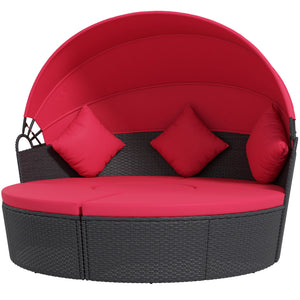 4-piece sofa bed with retractable canopy, red
