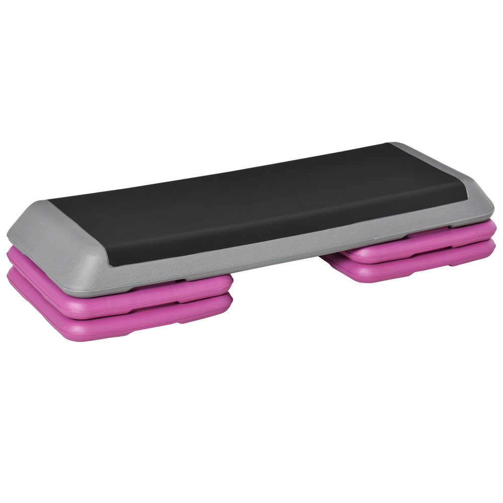43" 3-Level Adjustable Aerobic Stepper with Risers Black and Purple