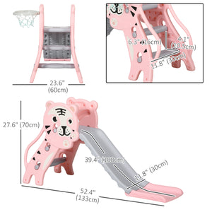 3 in 1 slide for toddlers with pink lion design