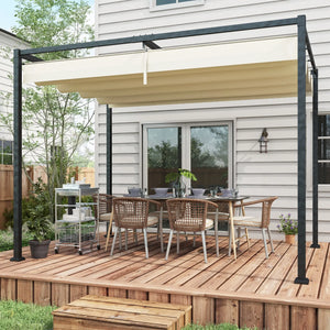 10' x 7' Pergola with Retractable Awning, Cream White