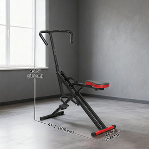 Foldable squat machine for full-body workout with adjustable seat