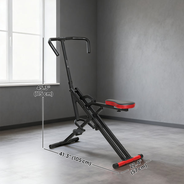 Foldable squat machine for full-body workout with adjustable seat