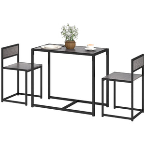 Dining table and chairs set, industrial style, for 2 people, ideal for small spaces.