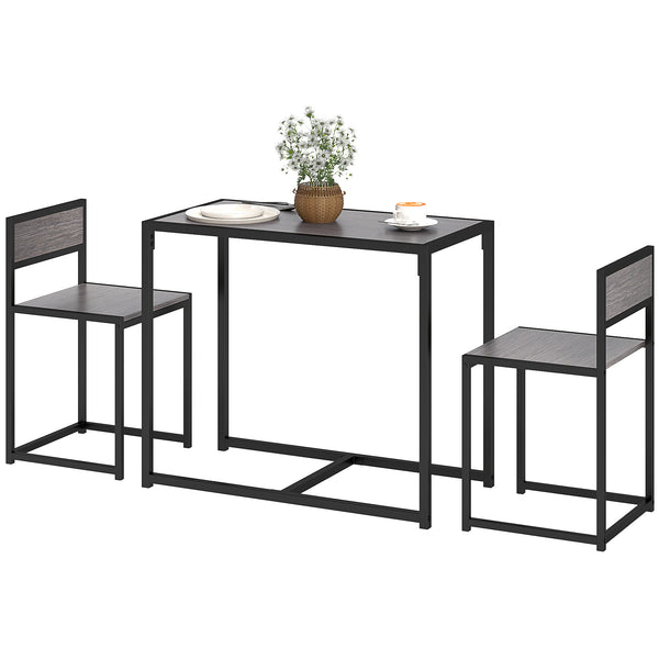Dining table and chairs set, industrial style, for 2 people, ideal for small spaces.