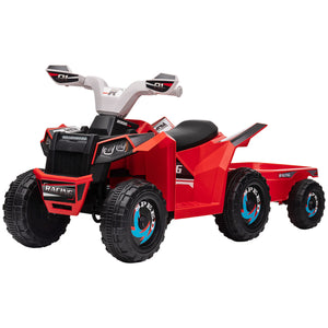 6V ATV with rear trailer, red