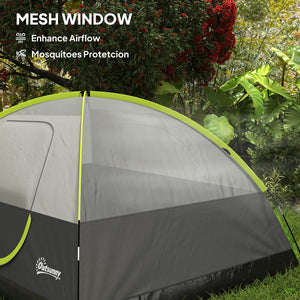 Waterproof camping tent with mesh window, storage pockets and hook