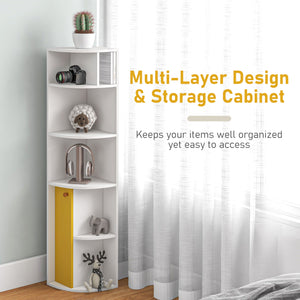 5-Tier Corner Bookcase with Open Compartments, White