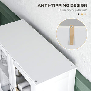 Modern Bathroom Vanity with Glass Doors and 5 Tier Barn Doors, White