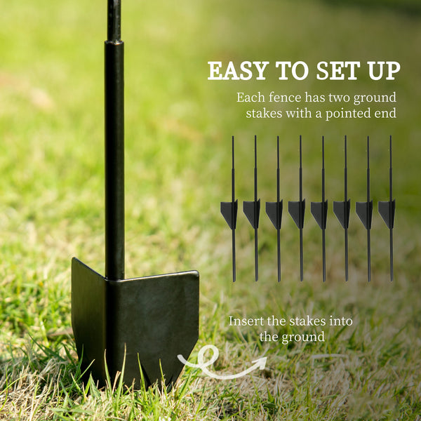 Set of 4 decorative garden fence panels, black
