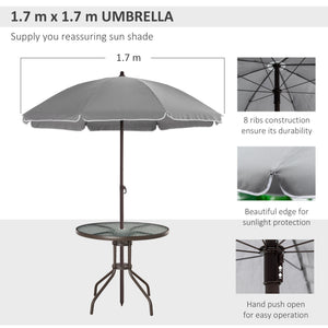 6-piece outdoor dining set for 4 people with parasol