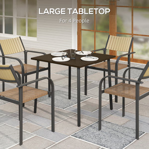 Garden table with parasol hole, brown