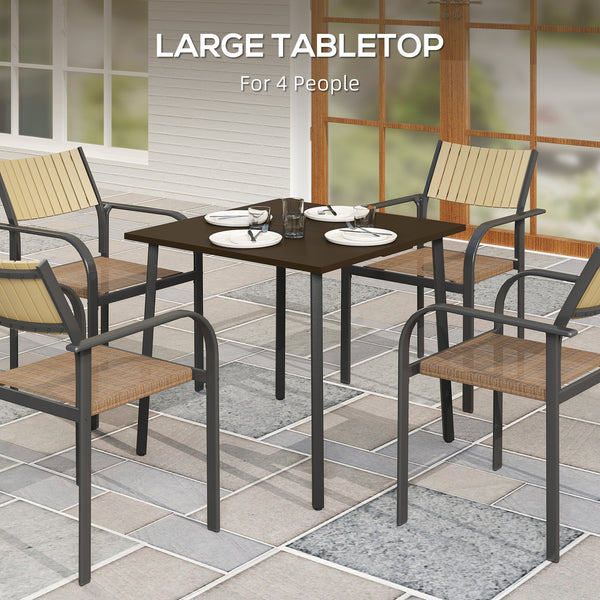 Garden table with parasol hole, brown