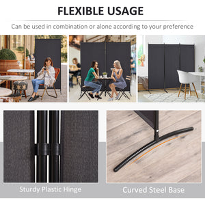 3-panel, double-hinged, folding screen, anthracite gray