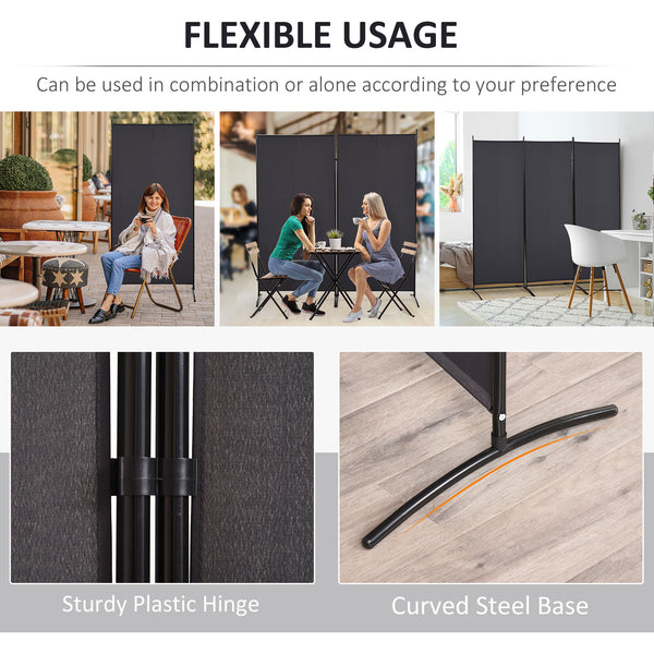 3-panel, double-hinged, folding screen, anthracite gray