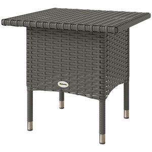 Wicker outdoor side table with fully woven top, grey