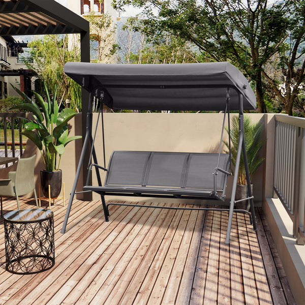 3-seater swing with adjustable canopy, grey