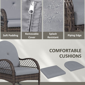Set of 2 wicker rocking chairs, grey