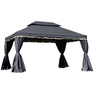 10 x 13 double-roofed gazebo with mosquito net and curtains, black
