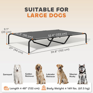 Elevated dog bed with breathable mesh, grey