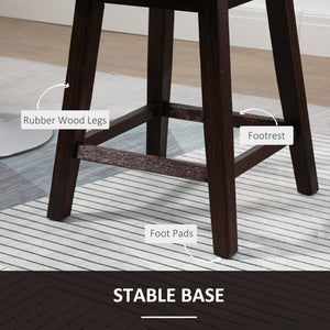 Set of 2 swivel bar stools with wooden legs and footrest, dark grey