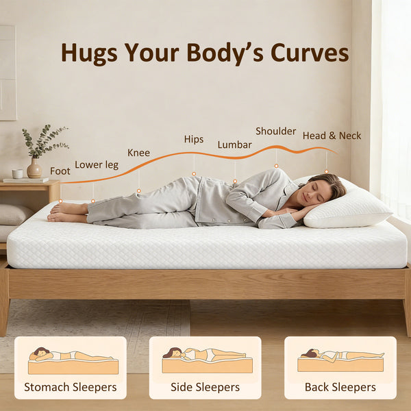 6 in. Gel Memory Foam Twin Mattress, Medium Firm – White and Gray