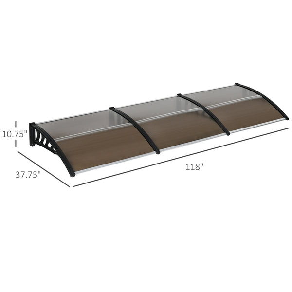 9.9 x 3.1 ft polycarbonate door canopy, brown