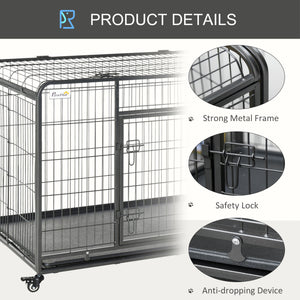 Heavy-duty foldable crate with double door, lockable casters and tray