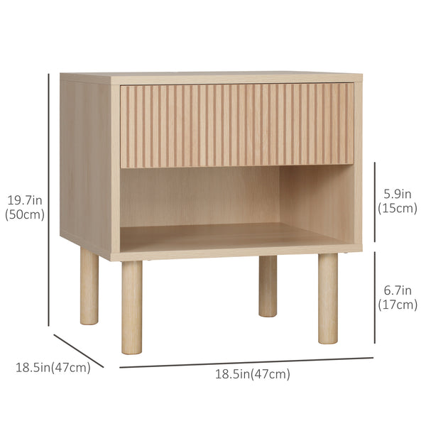 Modern bedside table with drawer and open shelf