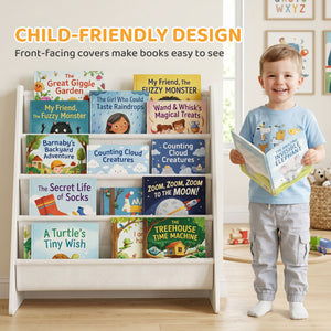 4-tier children's bookcase with open display shelf for books