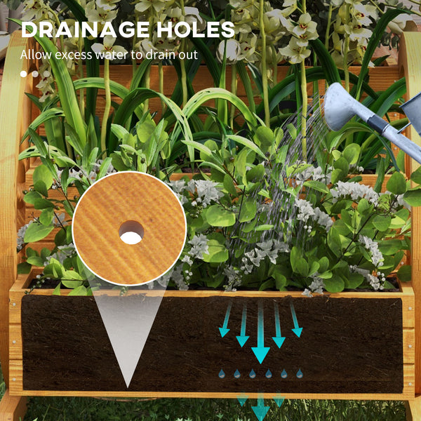 Three-tier wooden planter in the shape of a cart