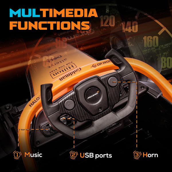 12V Go-Kart with Suspension, Music, MP3 and Remote Control, Orange