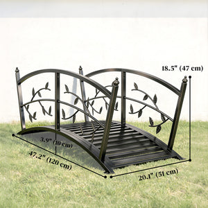 1.2m Metal Garden Bridge with Arched Safety Rail for Pond or Stream