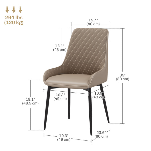Set of 2 upholstered kitchen chairs, beige
