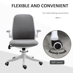 360° swivel office chair with breathable fabric upholstery, grey