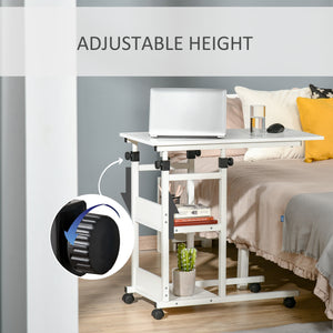 Height Adjustable Standing Desk with Casters, White