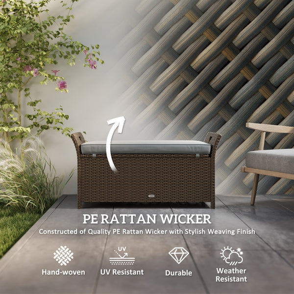 2-in-1 Outdoor Storage Bench in PE Rattan