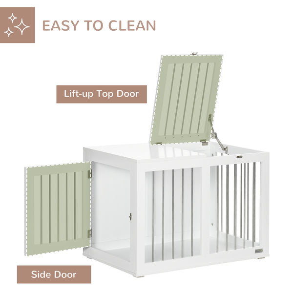 31.5-inch Double Door Pet Crate Furniture, White