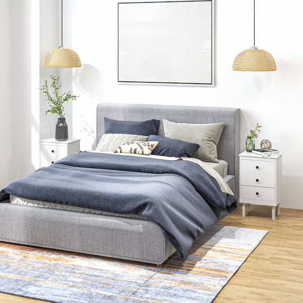 Set of two modern three-drawer bedside tables, white