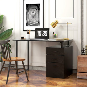 Modern Computer Desk with Storage Drawers, Black