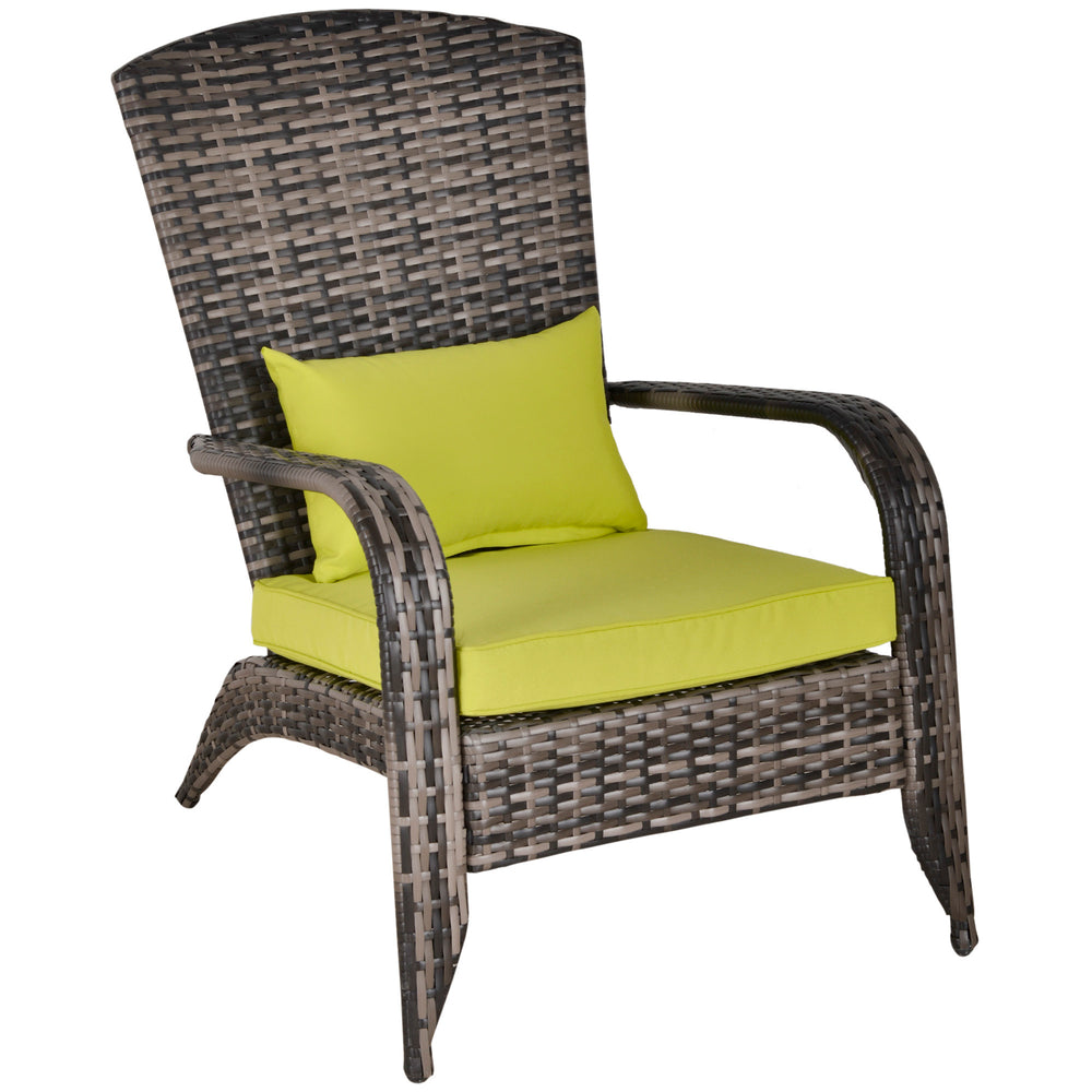 Adirondack chair in woven resin with soft cushions, green