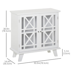 Sideboard with pierced doors and shelf, white