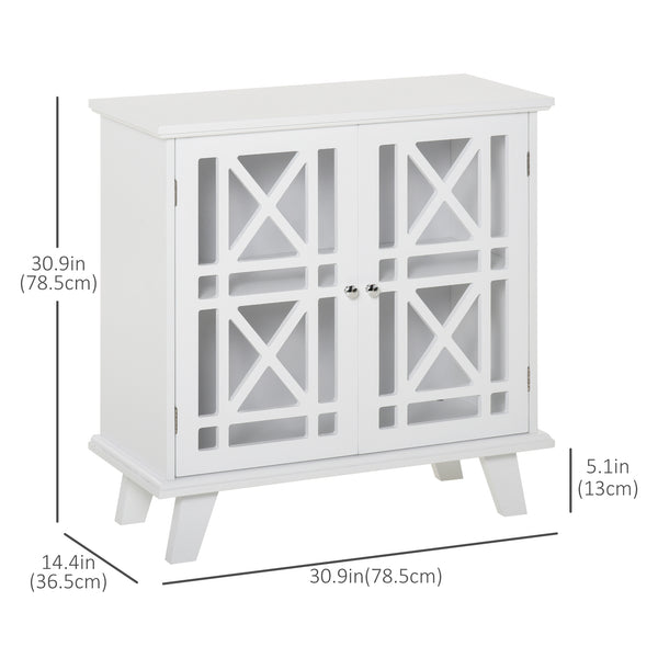 Sideboard with pierced doors and shelf, white