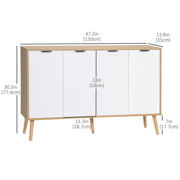Modern sideboard with adjustable shelves and 4 doors, natural